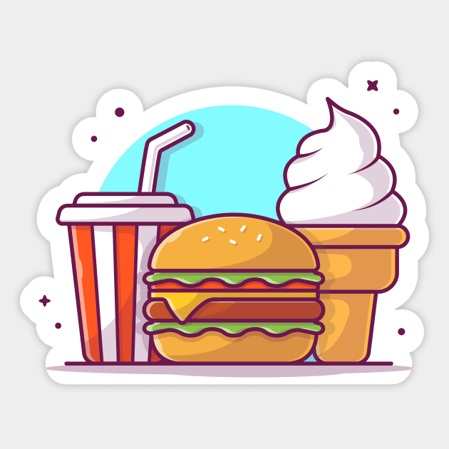 Burger, Soft Drink And Ice Cream Cartoon Sticker by Catalyst Labs